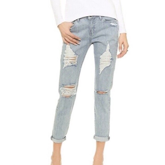 DL1961 Nolita Jeans Women Blue Denim Distressed Size 30 Boyfriend Slouchy Slim - Picture 2 of 16